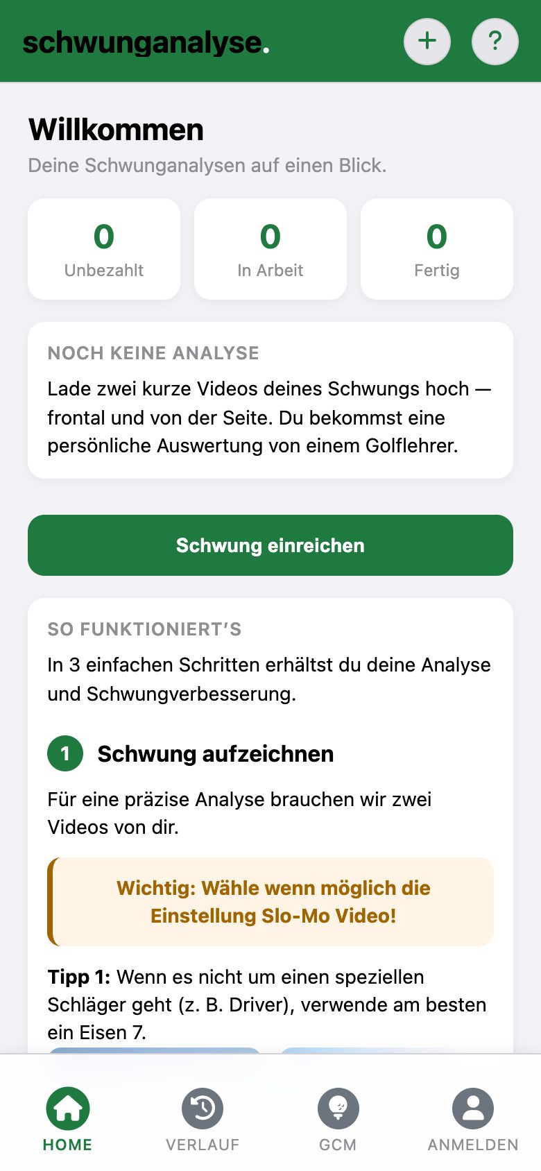 Startseite der App